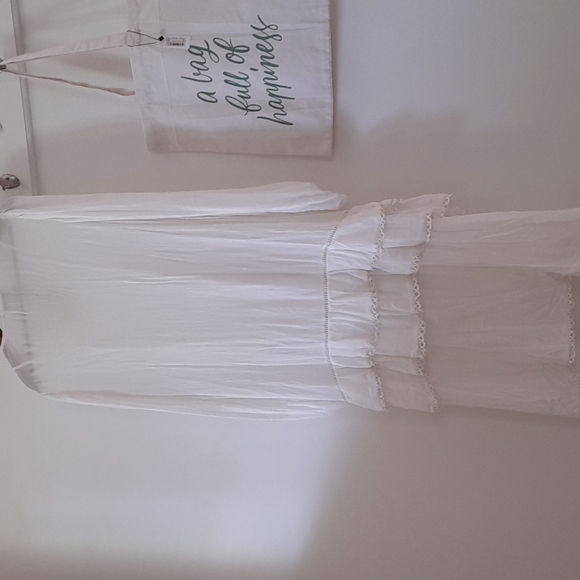 NEVER FULLY DRESSED White Harmony Long Sleeve Tiered Ruffle Maxi Dress NWT - Picture 12 of 16